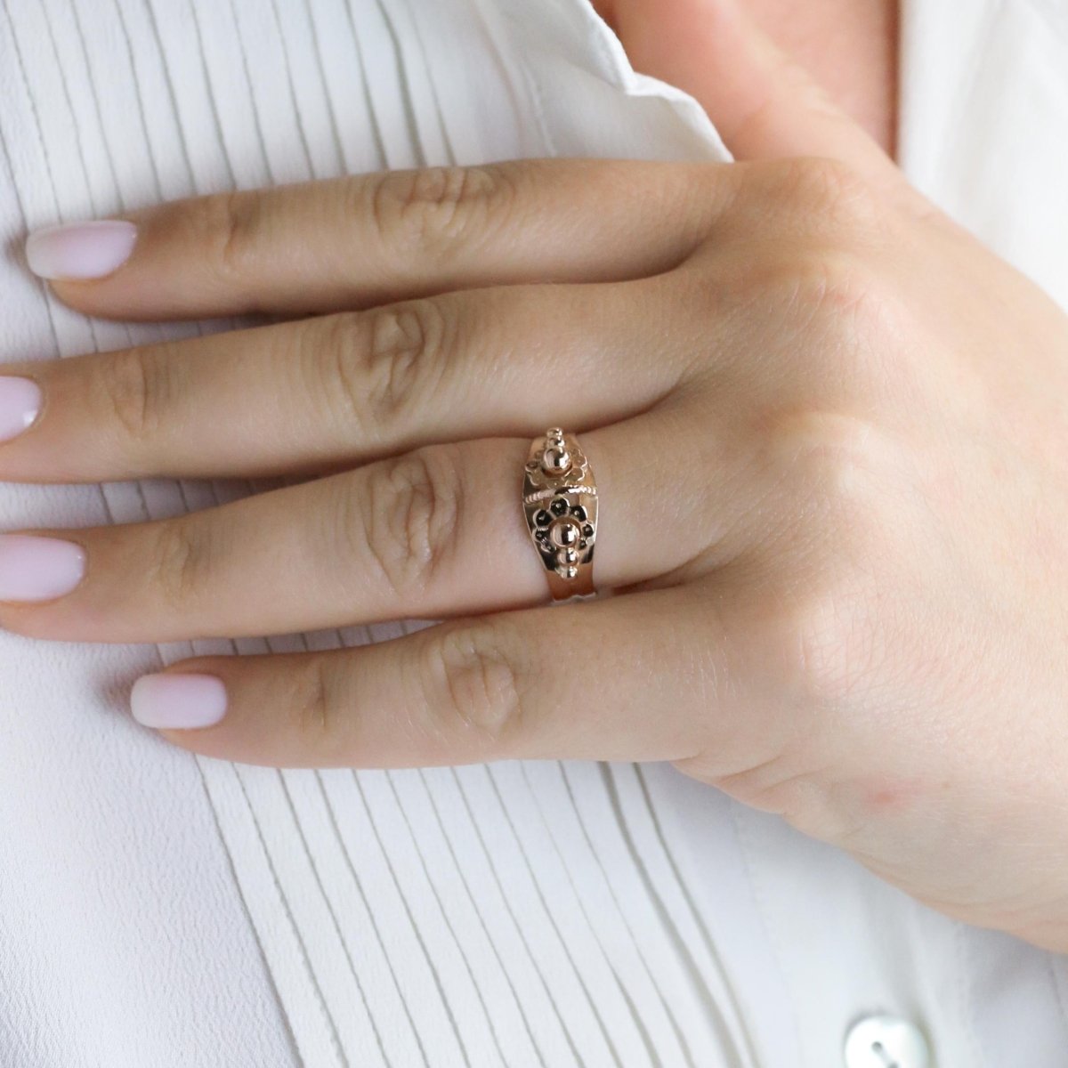 Bague "Fleur" Art Nouveau en or rose - Castafiore