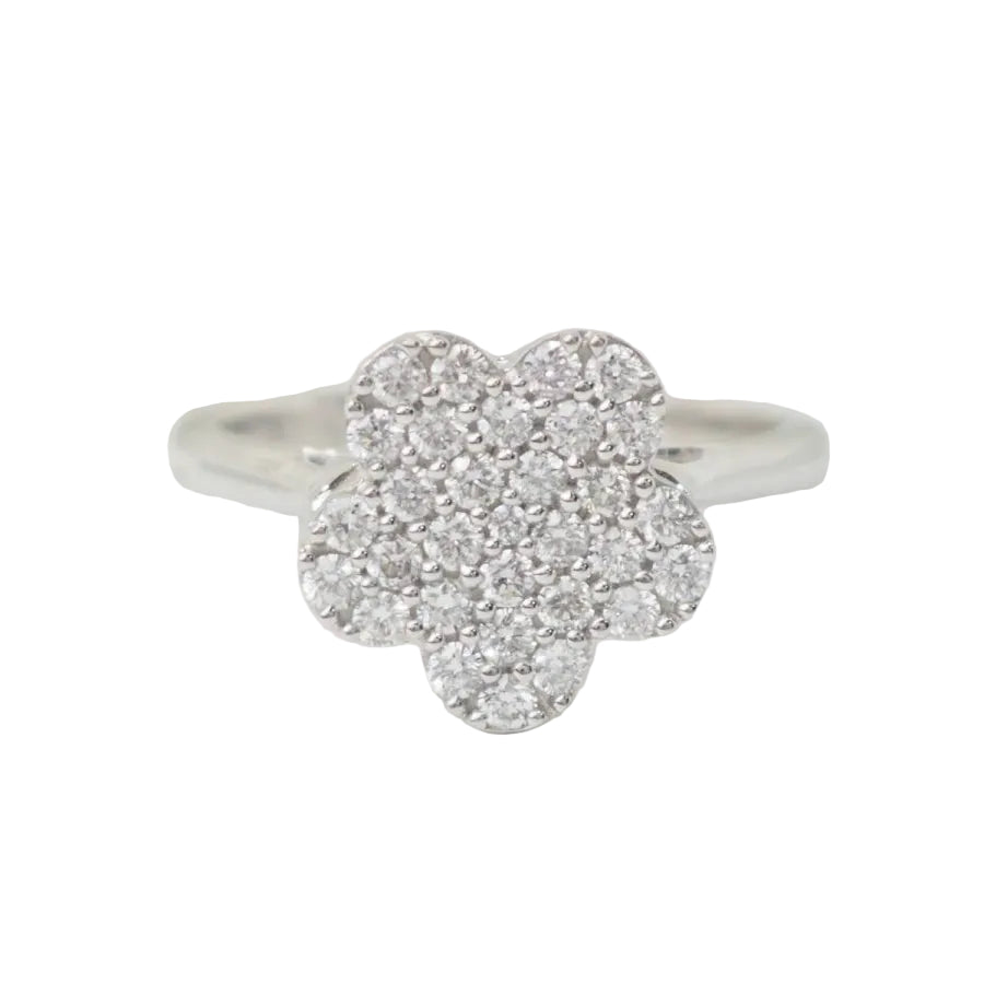 Bague fleur en or blanc et diamants - Castafiore