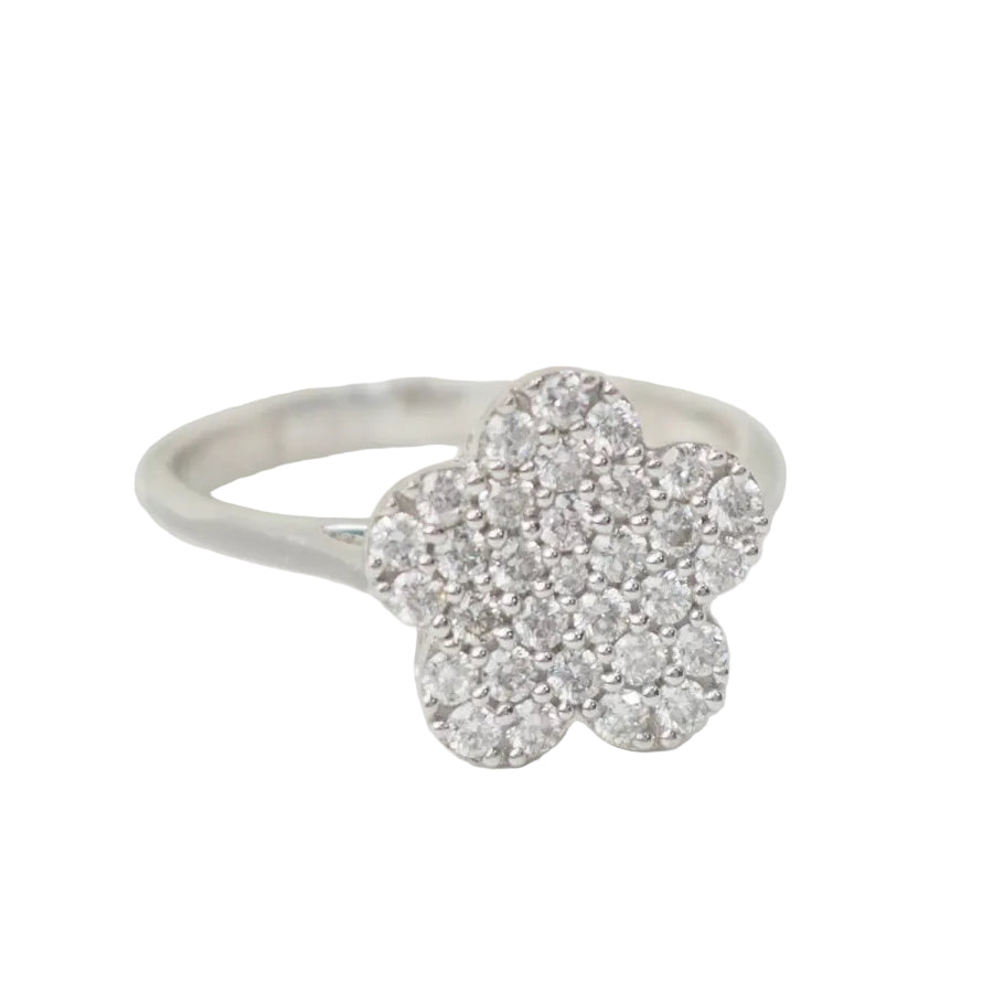 Bague fleur en or blanc et diamants - Castafiore