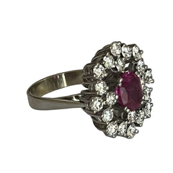 Bague FLEUR en or gris saphir rose diamants - Castafiore