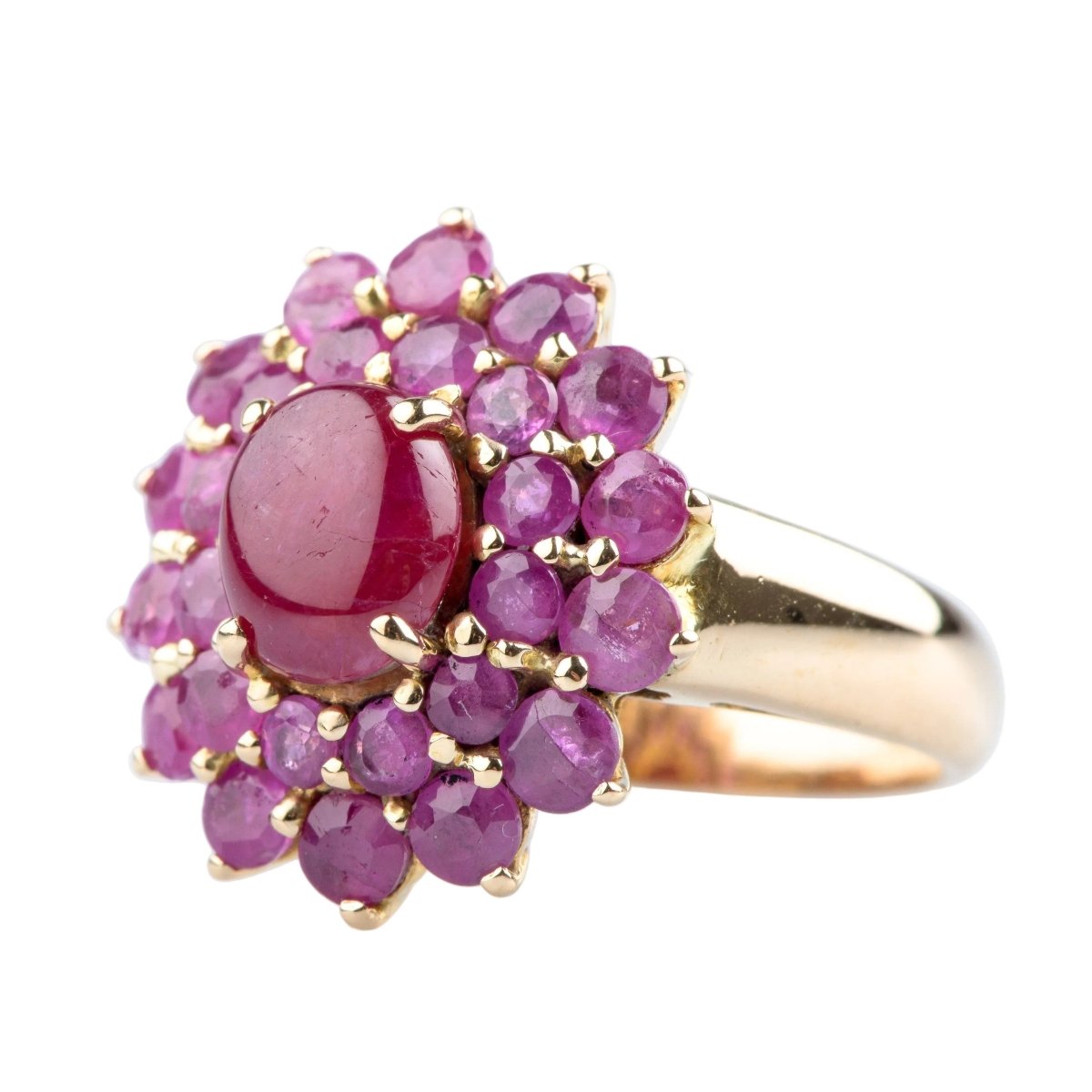 Bague Fleur en or jaune et rubis - Castafiore