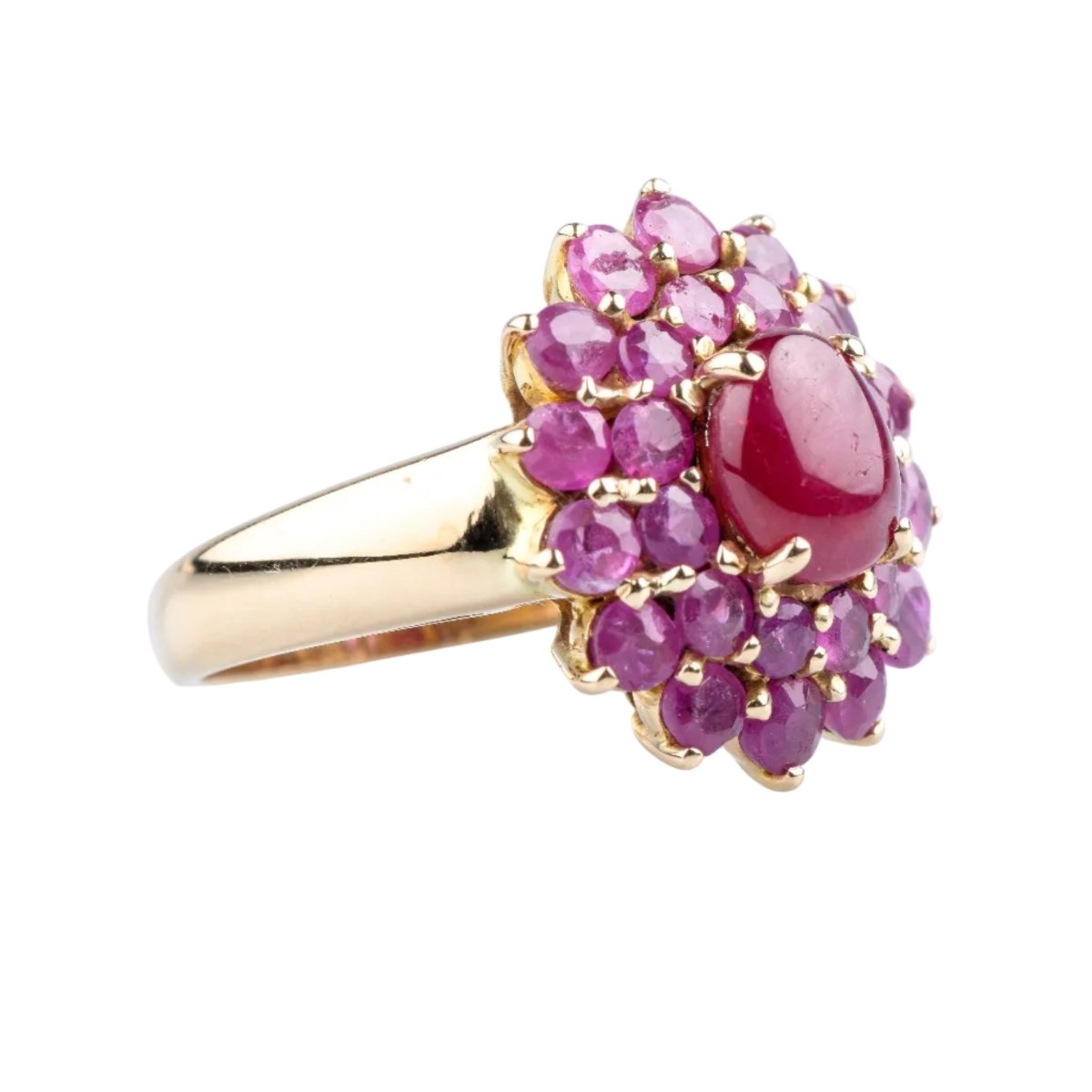 Bague Fleur en or jaune et rubis - Castafiore