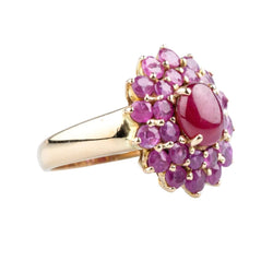 Bague Fleur en or jaune et rubis - Castafiore
