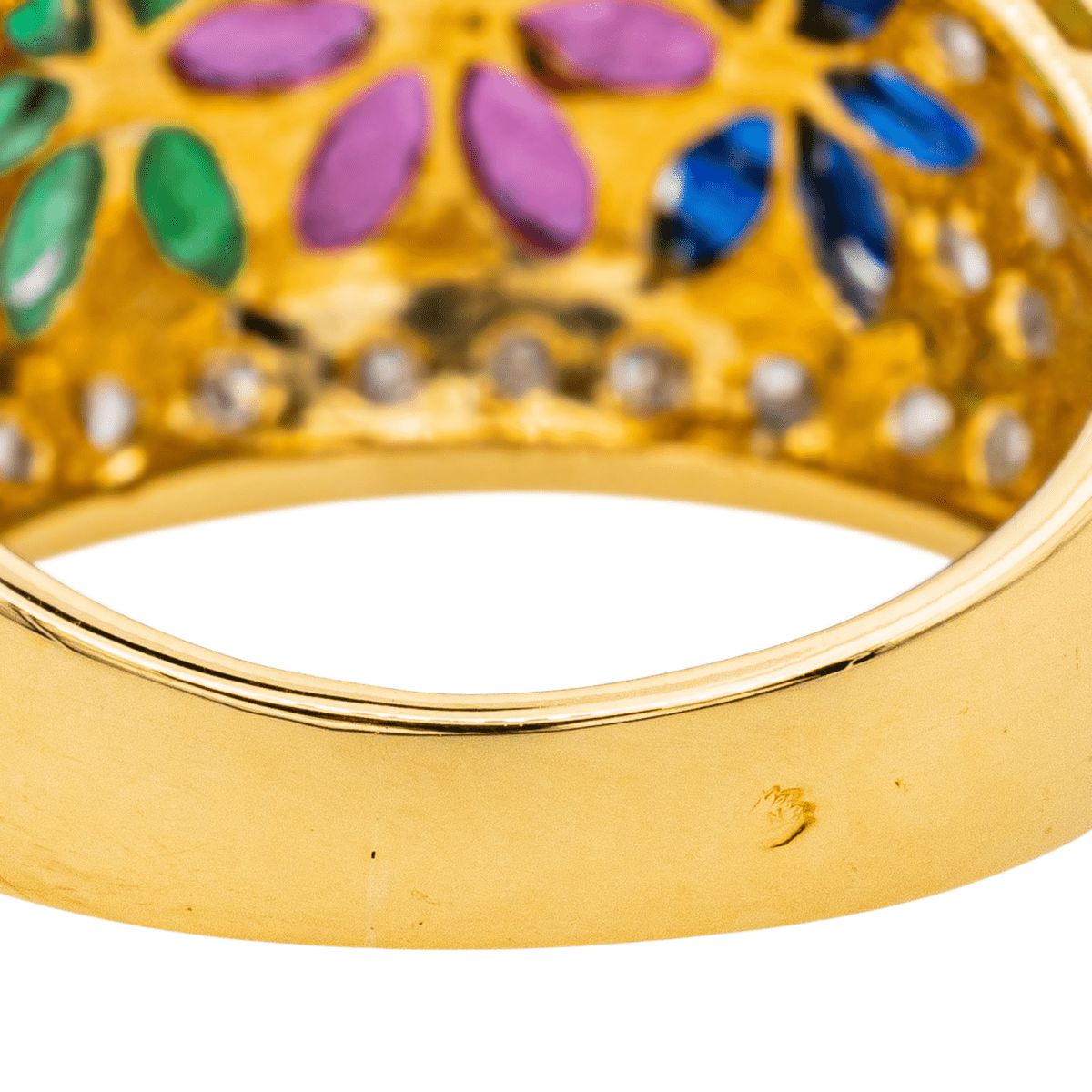 Bague "Fleur" en or jaune, rubis, saphirs, émeraudes et diamants - Castafiore