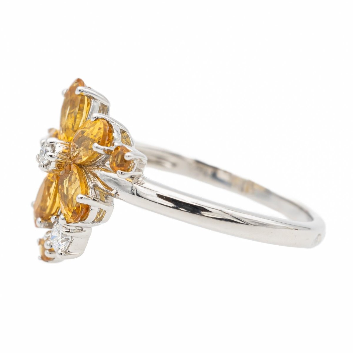 Bague fleur or blanc citrine - Castafiore