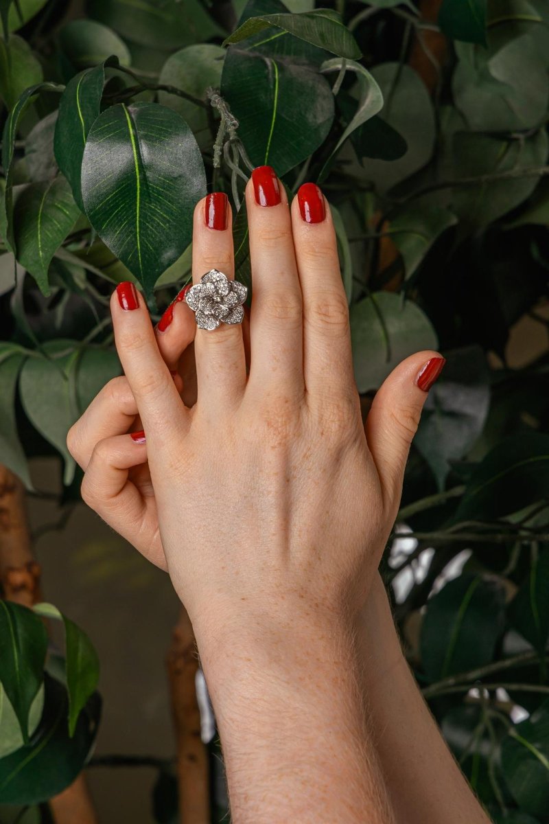 Bague Fleur Or blanc Diamant - Castafiore