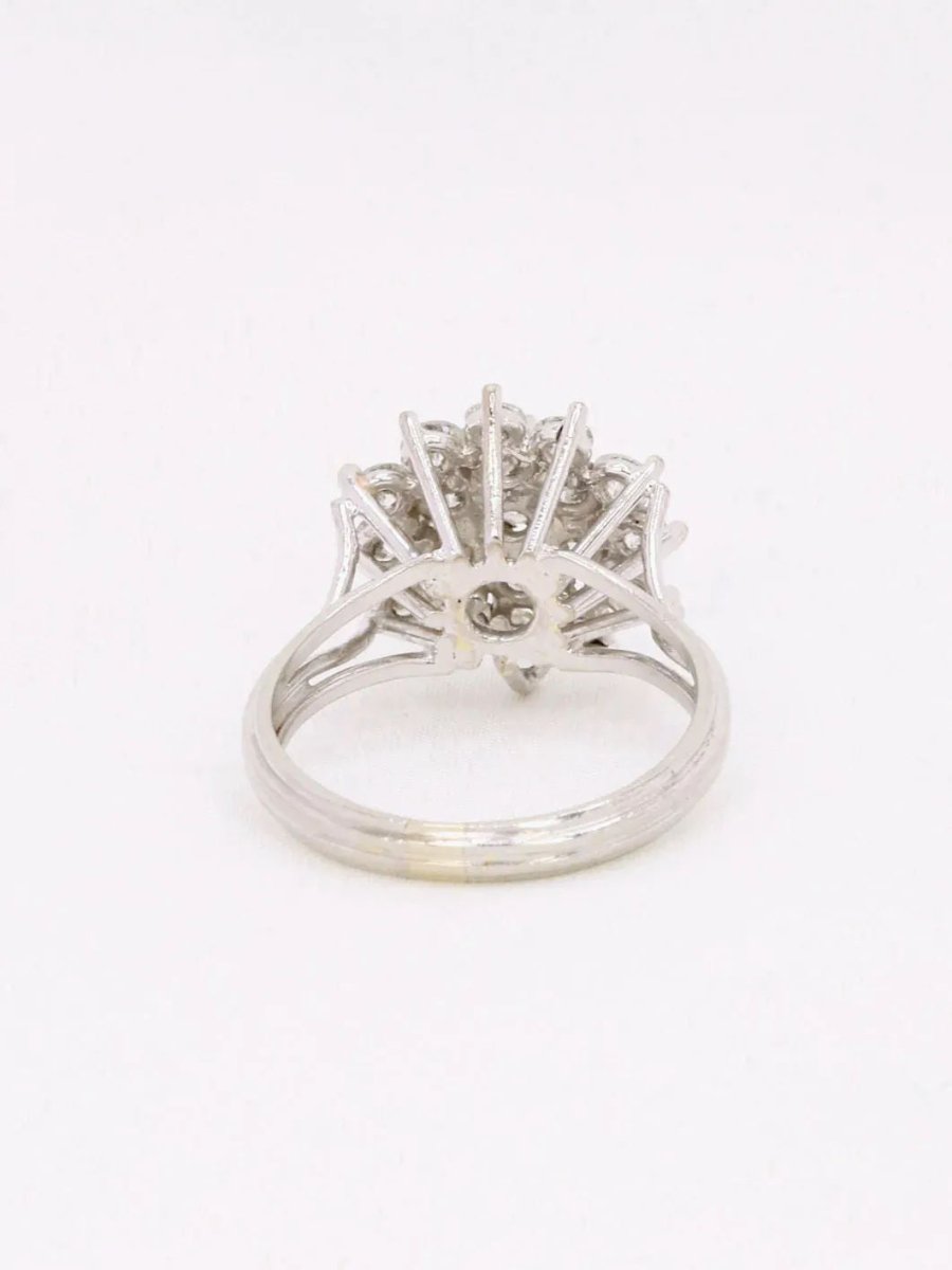Bague fleur or blanc diamants 2 ct - Castafiore