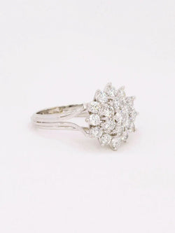 Bague fleur or blanc diamants 2 ct - Castafiore