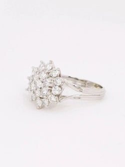 Bague fleur or blanc diamants 2 ct - Castafiore