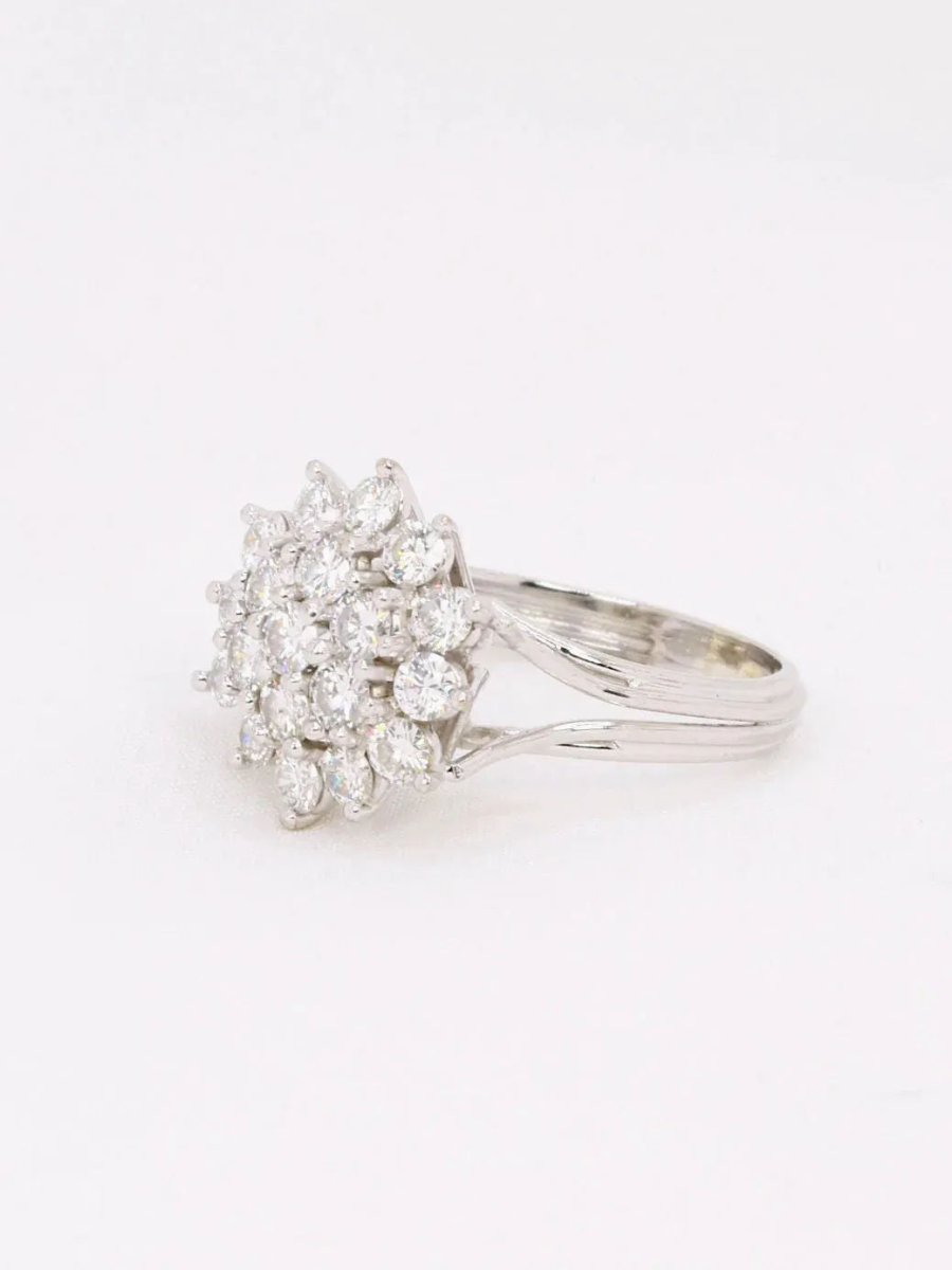 Bague fleur or blanc diamants 2 ct - Castafiore