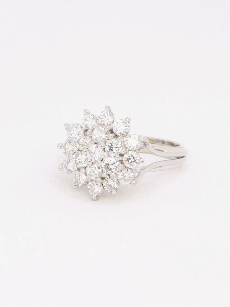Bague fleur or blanc diamants 2 ct - Castafiore