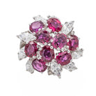 Bague Fleur Or blanc Rubis - Castafiore