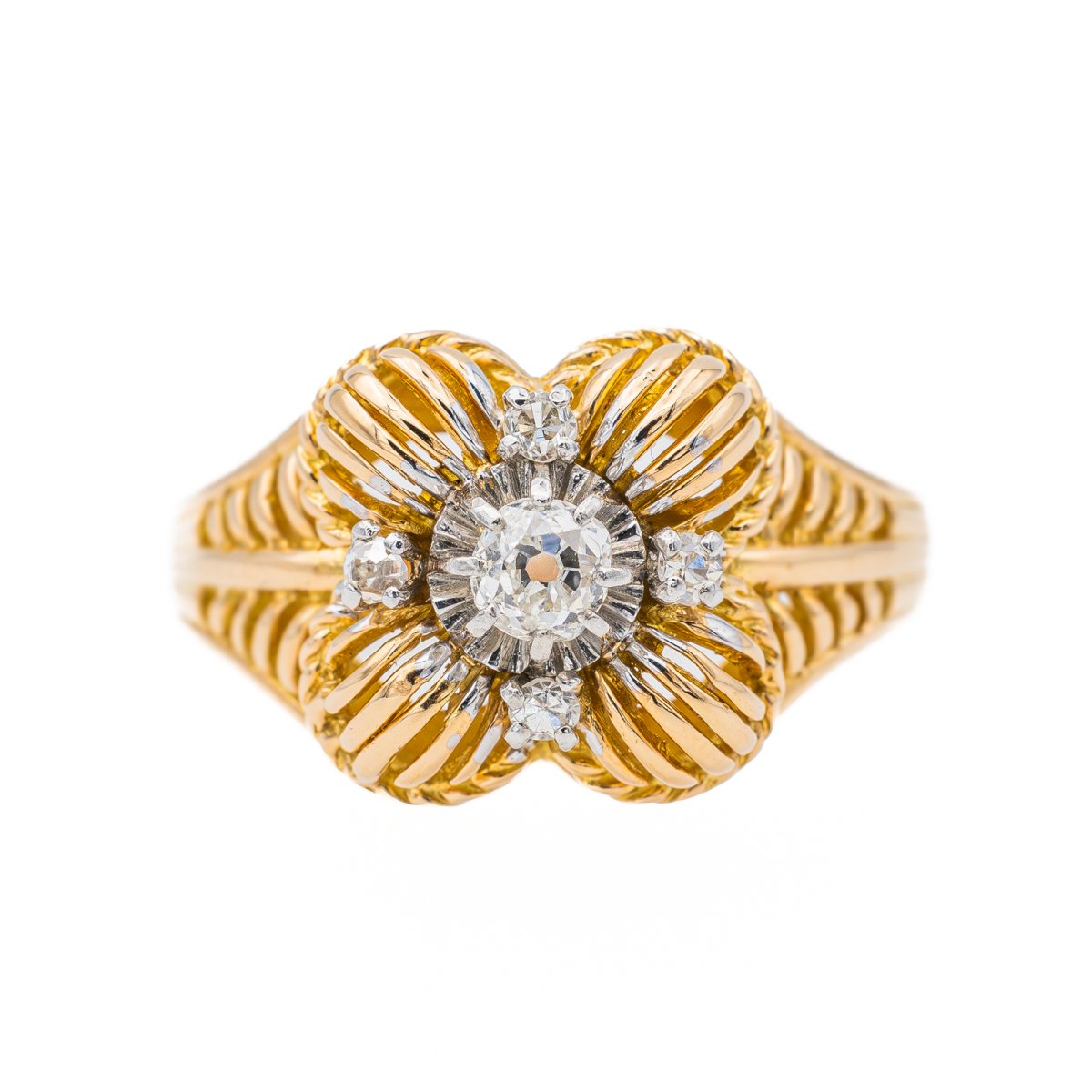 Bague Fleur Or jaune Diamant - Castafiore