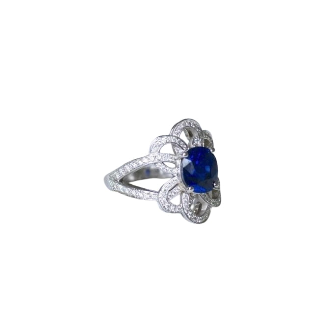 Bague Fleur Saphir de Ceylan 2.80 Cts et Diamants - Castafiore