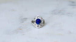Bague Fleur Saphir de Ceylan 2.80 Cts et Diamants - Castafiore