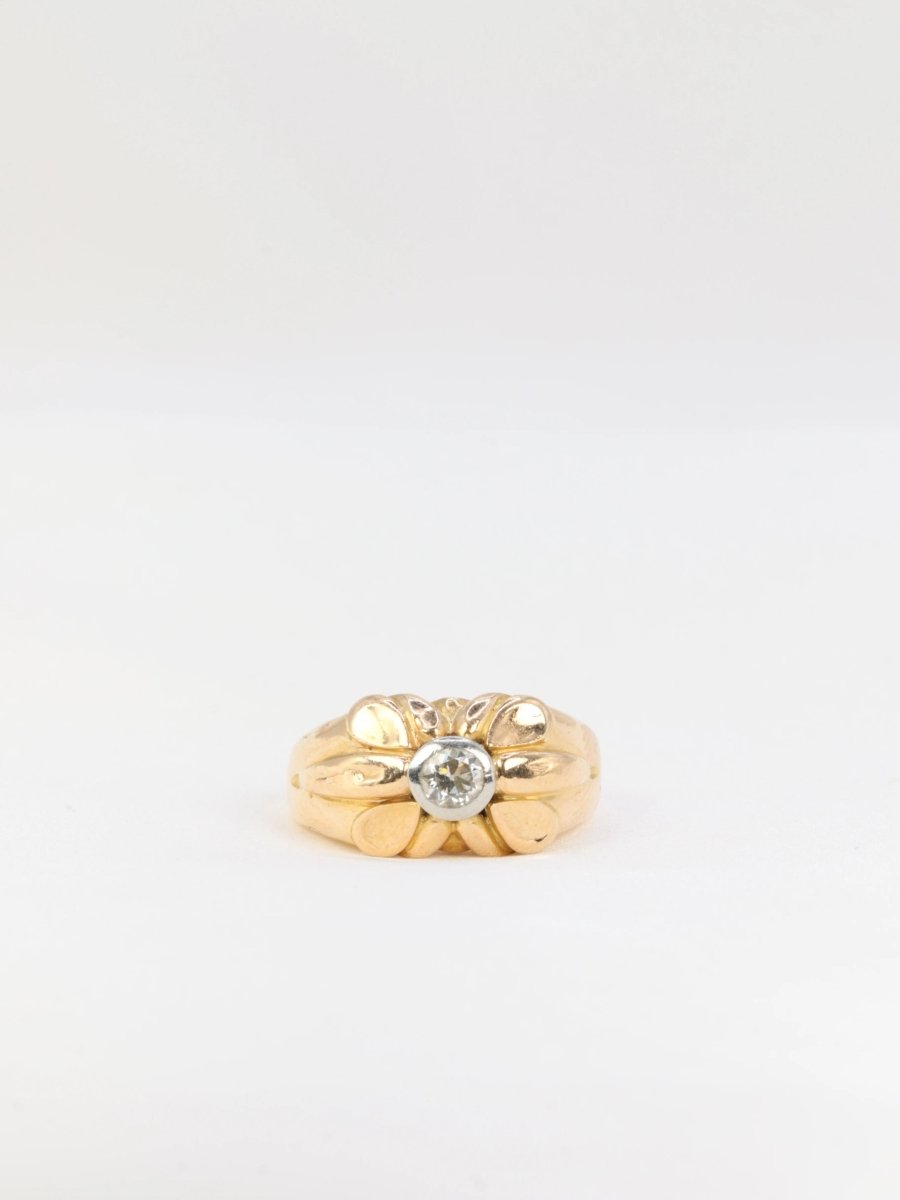 Bague fleur vintage en or et diamant taille ancienne - Castafiore