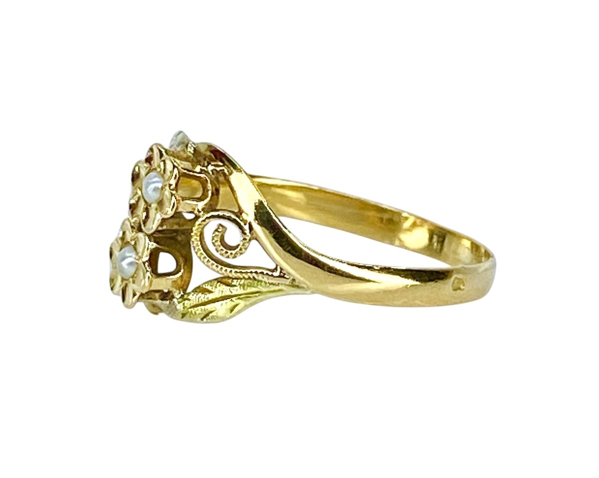 Bague Fleurettes en or et perles de culture - Castafiore