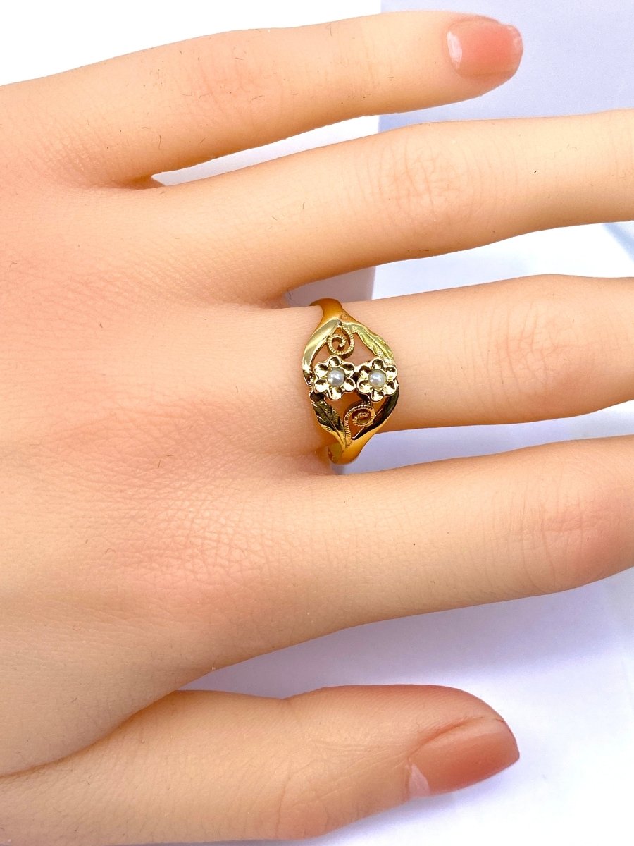 Bague Fleurettes en or et perles de culture - Castafiore