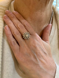 Bague Flocon Diamants 1 Carat Or Gris 18 Carats - Castafiore