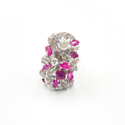 Bague Florale Vintage Diamants et Rubis - Castafiore