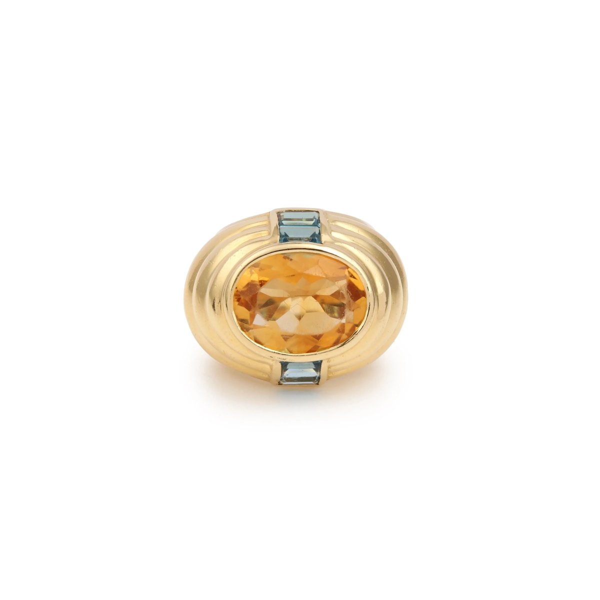 Bague Fred Cocktail Vintage Citrine Topazes Or Jaune 18 Carats - Castafiore