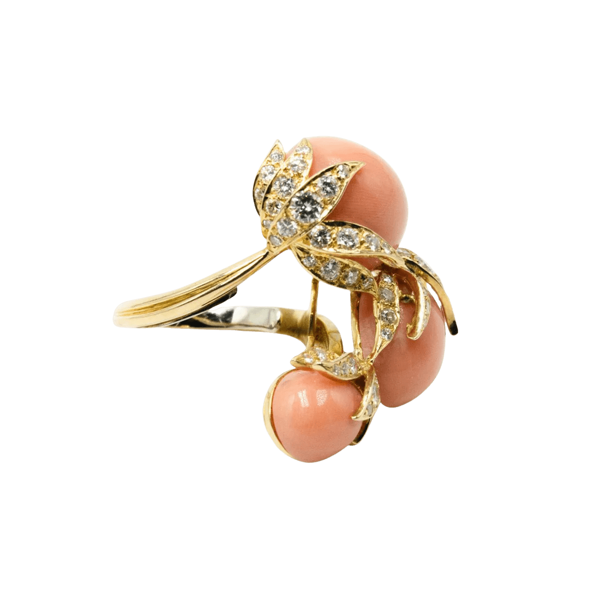 Bague FRED en or jaune, corail et diamants - Castafiore