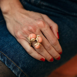 Bague FRED en or jaune, corail et diamants - Castafiore