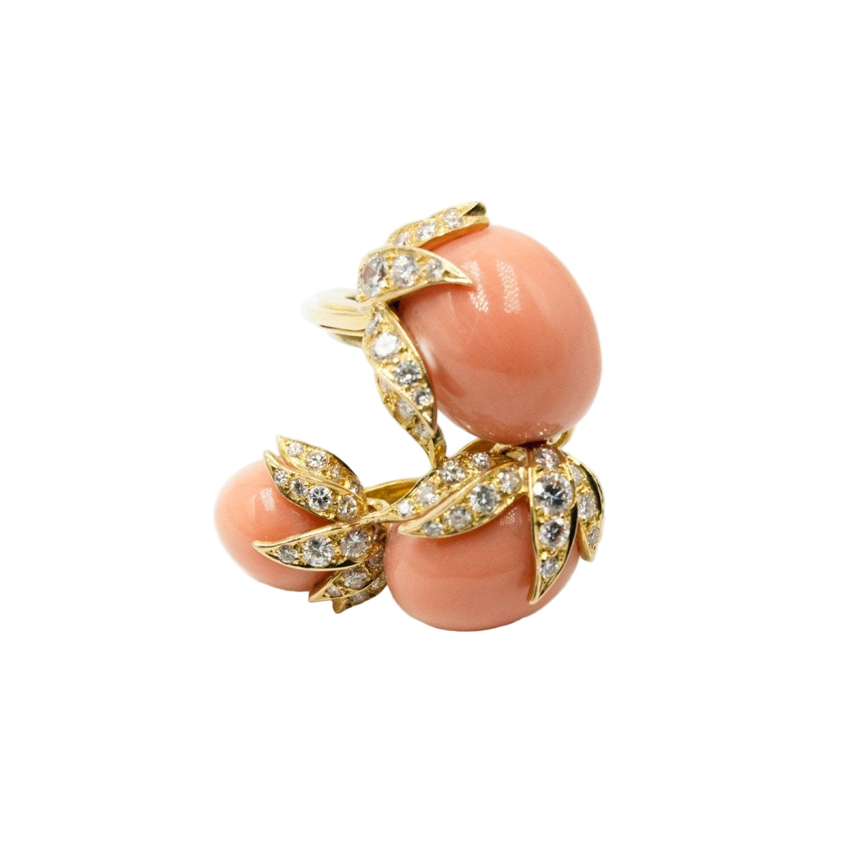 Bague FRED en or jaune, corail et diamants - Castafiore