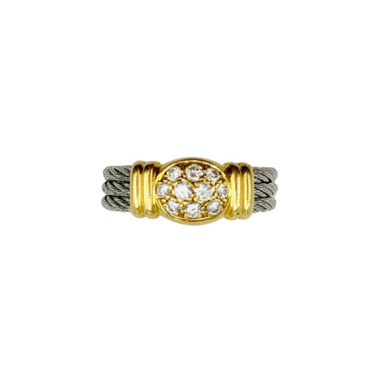 Bague FRED "Force 10" en or jaune, acier et diamants - Castafiore