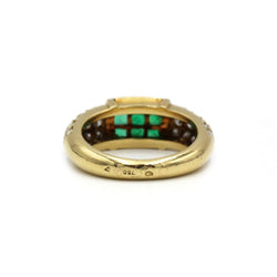 Bague Fred or jaune 750 diamants et émeraude calibrés - Castafiore