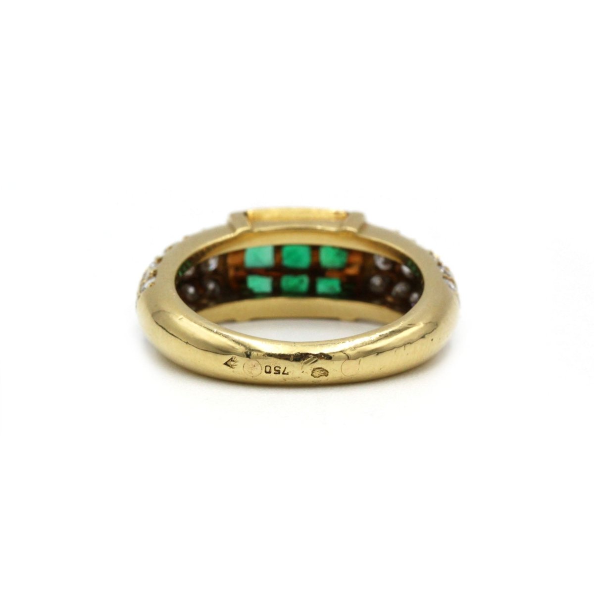 Bague Fred or jaune 750 diamants et émeraude calibrés - Castafiore