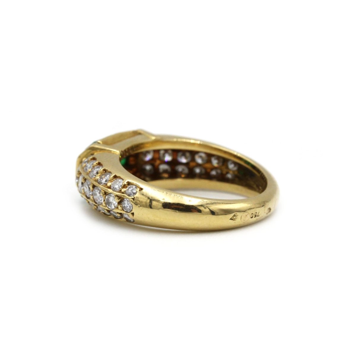 Bague Fred or jaune 750 diamants et émeraude calibrés - Castafiore