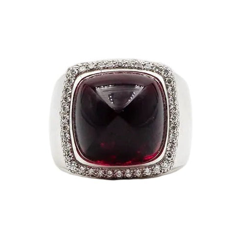 Bague FRED "Pain de sucre" en or blanc, tourmaline rose et diamants - Castafiore