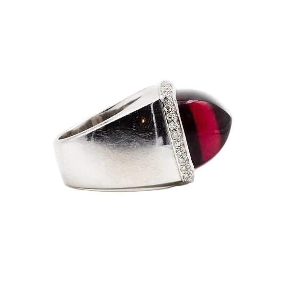 Bague FRED "Pain de sucre" en or blanc, tourmaline rose et diamants - Castafiore