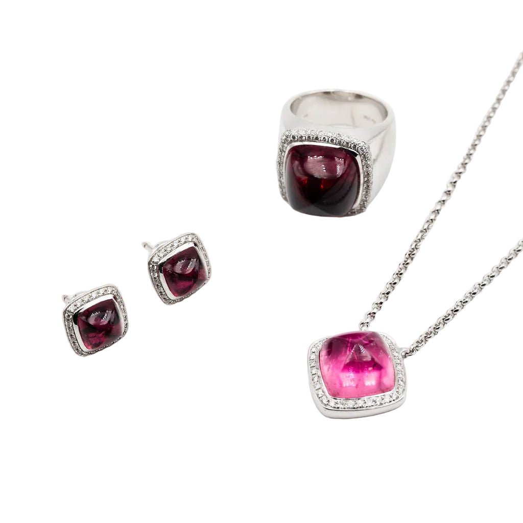 Bague FRED "Pain de sucre" en or blanc, tourmaline rose et diamants - Castafiore