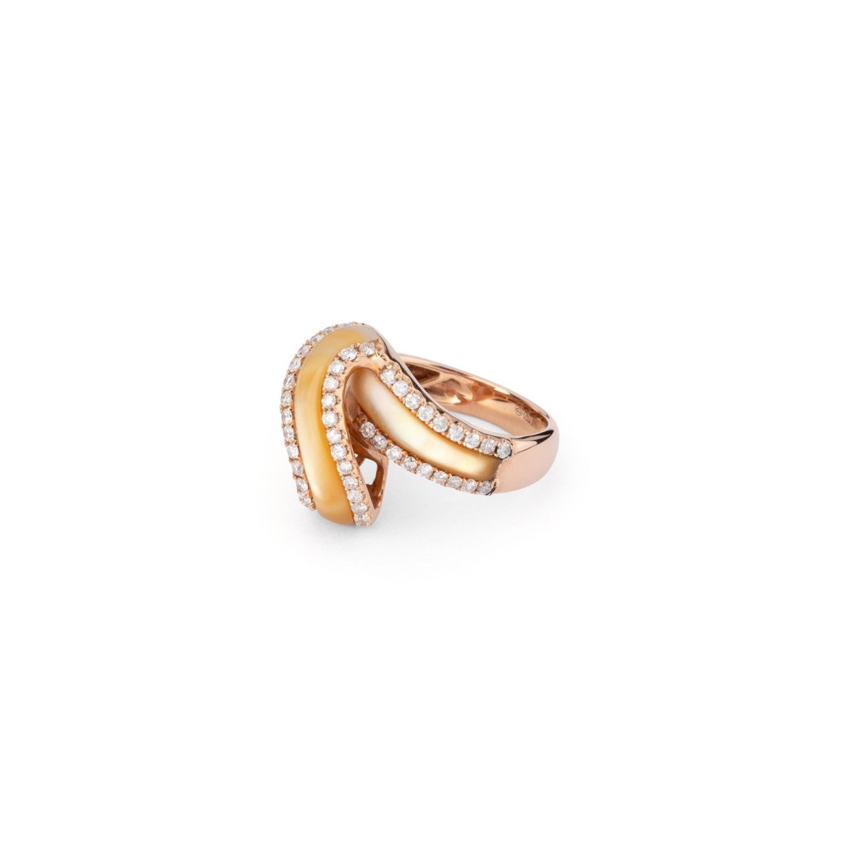 Bague Galon en or jaune, nacre et diamants - Castafiore