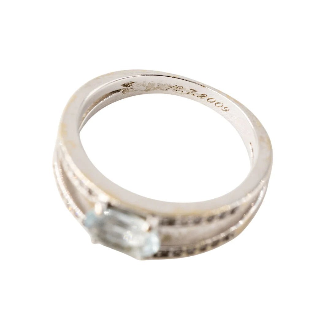 Bague GEMMYO "Cassandra" en or blanc, aigue-marine et diamants - Castafiore