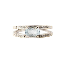 Bague GEMMYO "Cassandra" en or blanc, aigue-marine et diamants - Castafiore