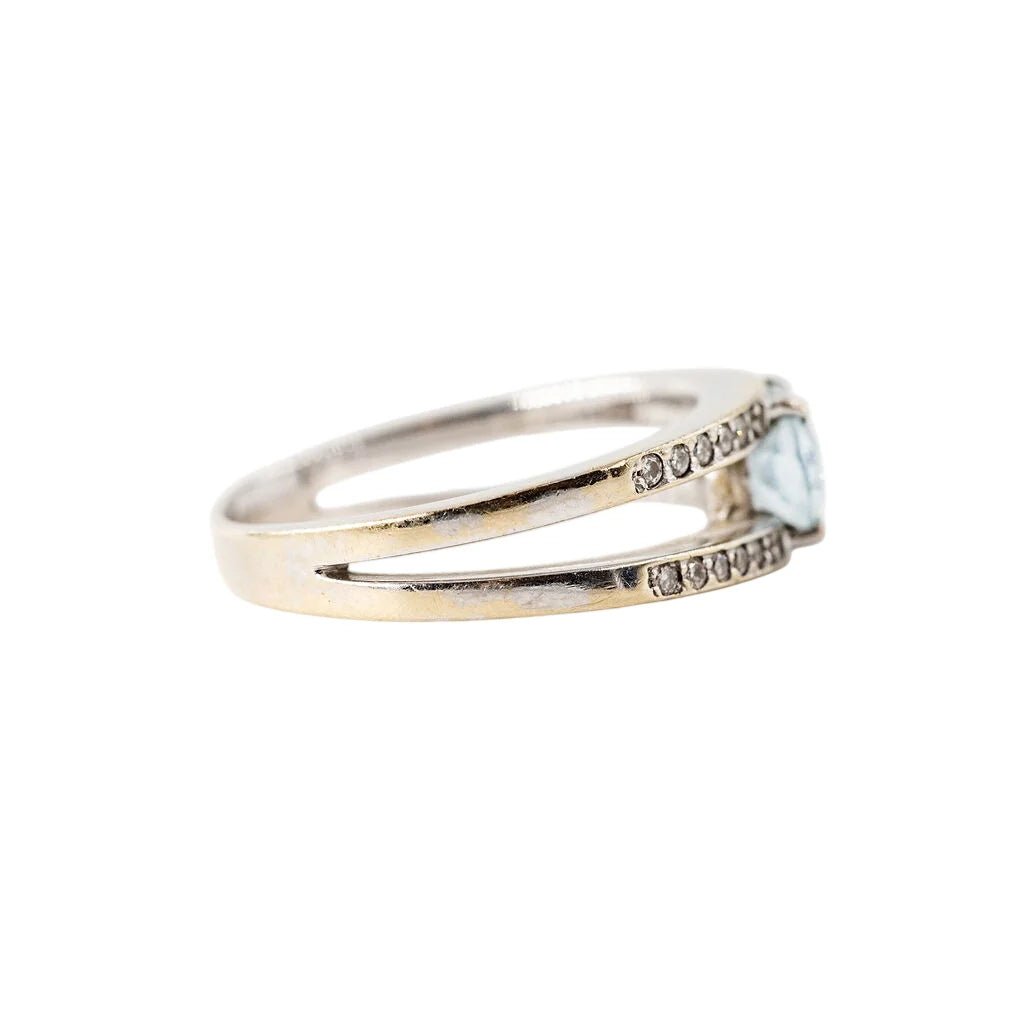 Bague GEMMYO "Cassandra" en or blanc, aigue-marine et diamants - Castafiore