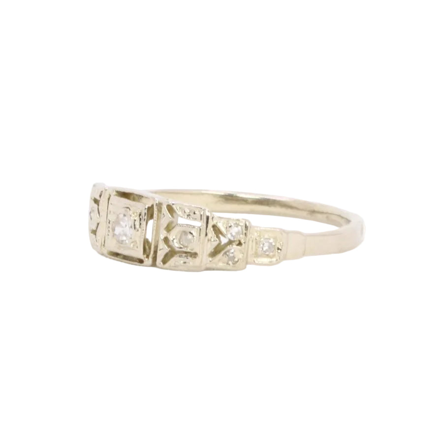 Bague géométrique en or blanc diamants - Castafiore