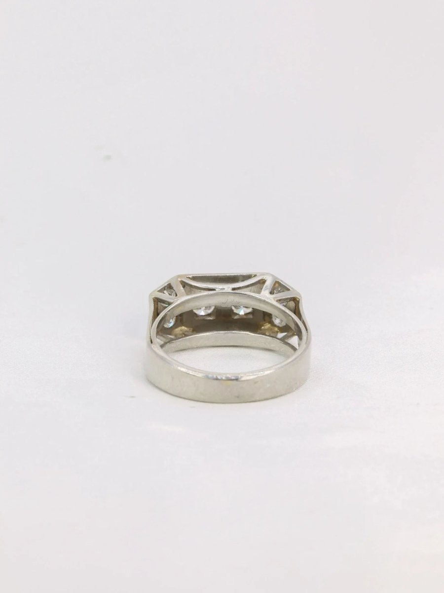 Bague géométrique or blanc platine diamants - Castafiore