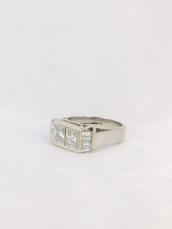 Bague géométrique or blanc platine diamants - Castafiore