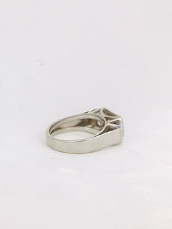 Bague géométrique or blanc platine diamants - Castafiore