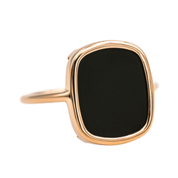 Bague GINETTE NY "Antique Ring" en or rose et onyx - Castafiore