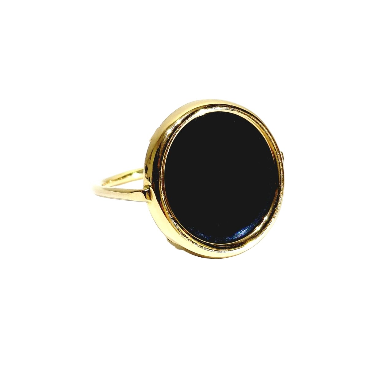 Bague GINETTE NY en or rose et onyx - Castafiore
