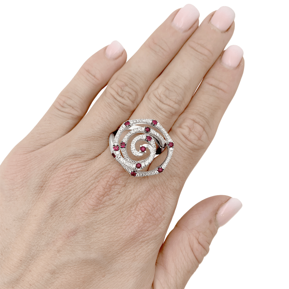 Bague GIOVANNI FERRARIS en or blanc, rubis et diamants - Castafiore
