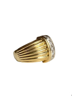 Bague godronné en or 18k et diamants - Castafiore