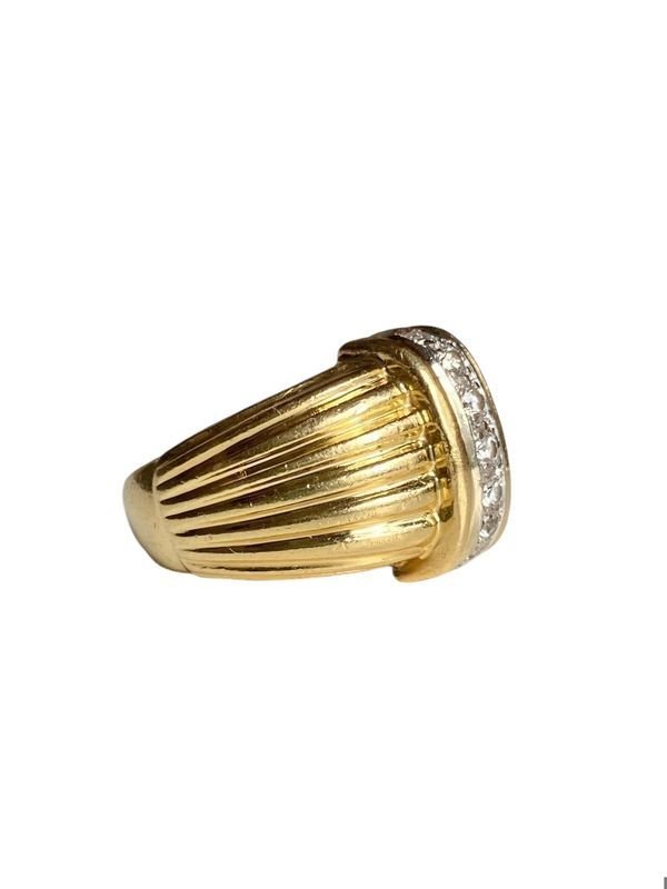 Bague godronné en or 18k et diamants - Castafiore