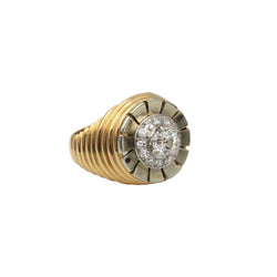Bague Godronnée en or jaune et platine avec diamants - Castafiore