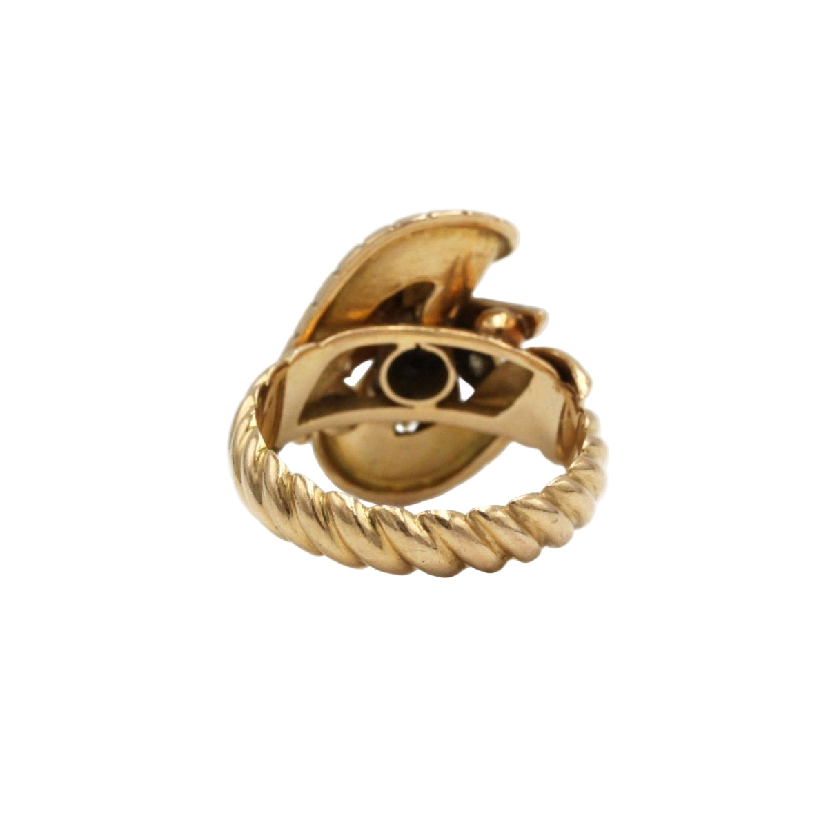 Bague Godronnée en or jaune et platine avec diamants - Castafiore